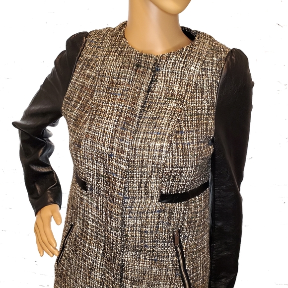 H&M tweed and vegan leather mid-length jacket - Picture 2 of 8